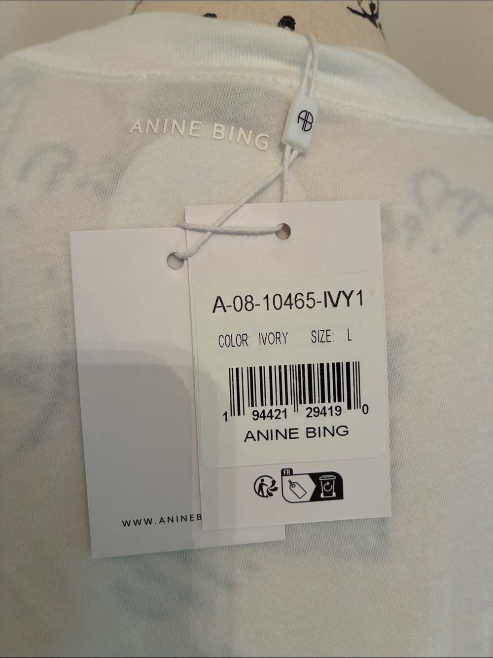 Anine Bing Cade Tee with Hearts (Ivory & Black) - Picture 13 of 17